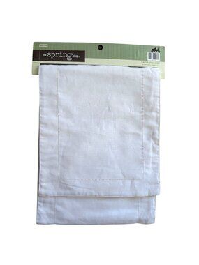 New White Linen Blend Table Runner 14"x72" Hemstitched Detailing